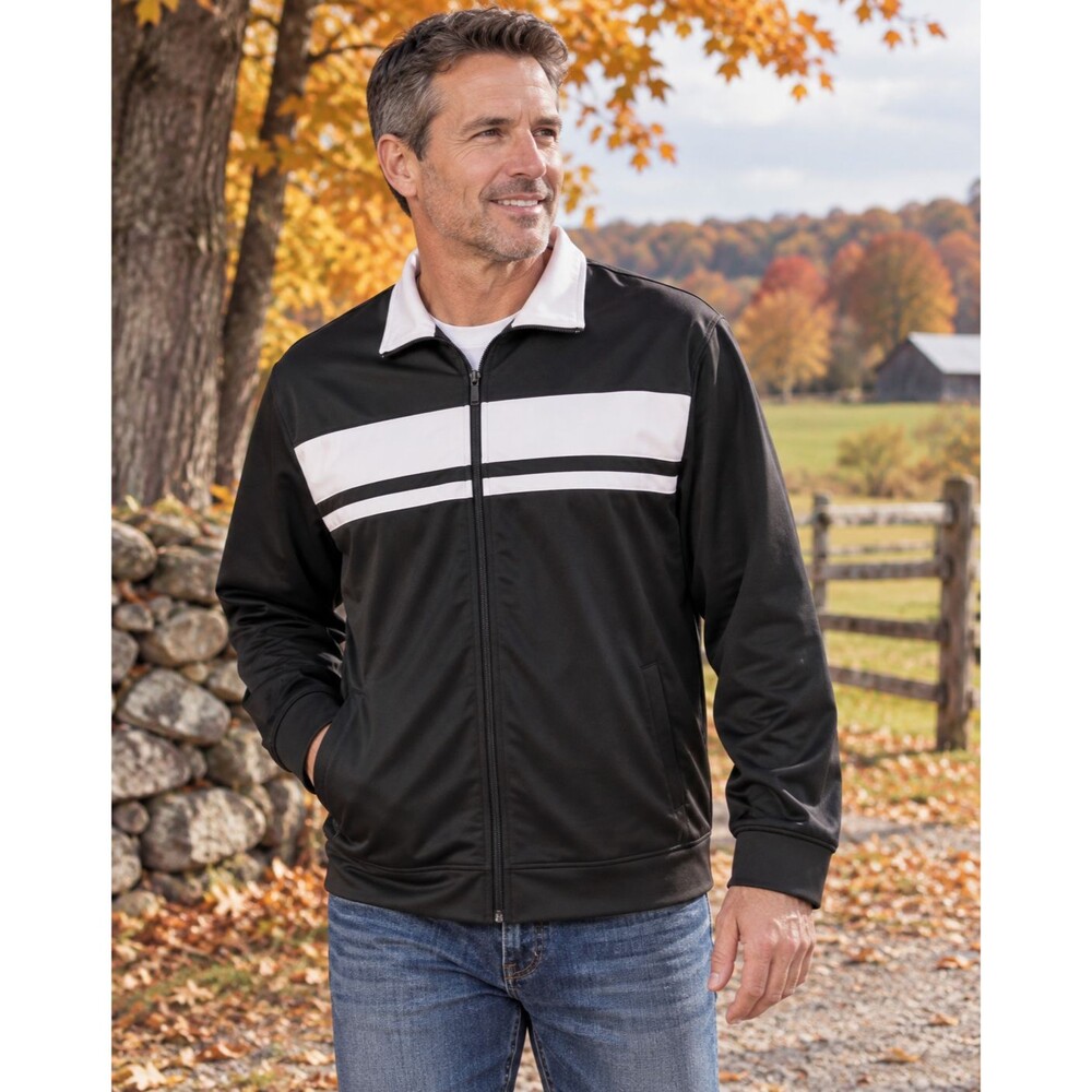 Men's Starter Jacket Sz XL(46-48)  Full Zipper  2 Pockets Active Wear Black Used